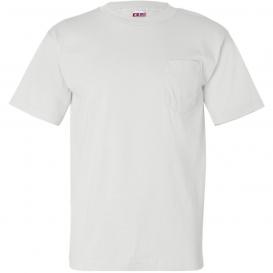 Bayside 7100 USA-Made Short Sleeve T-Shirt with a Pocket - White