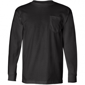 Bayside 8100 USA-Made Long Sleeve T-Shirt with a Pocket - Black