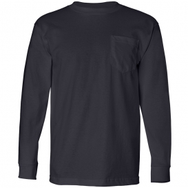 Bayside 8100 USA-Made Long Sleeve T-Shirt with a Pocket - Navy