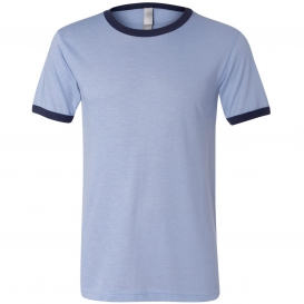 Bella + Canvas 3055 Heather Ringer Jersey Tee - Heather Blue/Navy