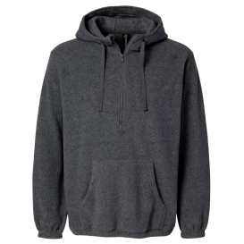 Burnside 3600 Polar Fleece Quarter-Zip Scuba Hooded Pullover - Heather  Charcoal