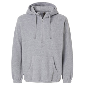 Burnside 3600 Polar Fleece Quarter-Zip Scuba Hooded Pullover - Heather Grey