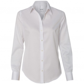 Calvin Klein 13CK034 Women\'s Non-Iron Micro Pincord Long Sleeve Shirt - White