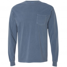 Comfort Colors 4410 Garment-Dyed Heavyweight Long Sleeve Pocket T-Shirt - Blue Jean