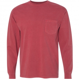 Comfort Colors 4410 Garment-Dyed Heavyweight Long Sleeve Pocket T-Shirt - Crimson