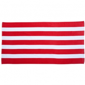 Carmel Towel Company C3060S Cabana Stripe Velour Beach Towel - Red