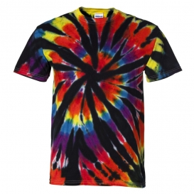Dyenomite 200TD Short Sleeve Rainbow Cut-Spiral T-Shirt - Black Rainbow Cut-Spiral
