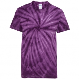 Dyenomite 20BCY Youth Cyclone Vat-Dyed Pinwheel Short Sleeve T-Shirt - Purple