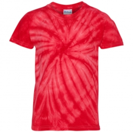 Dyenomite 20BCY Youth Cyclone Vat-Dyed Pinwheel Short Sleeve T-Shirt - Red