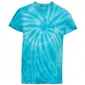 Dyenomite 20BCY Youth Cyclone Vat-Dyed Pinwheel Short Sleeve T-Shirt - Turquoise
