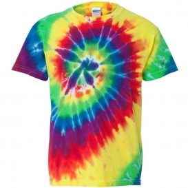 Dyenomite 20BMS Youth Multi-Color Spiral T-Shirt - Classic Rainbow Spiral