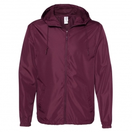 Independent Trading Co. EXP54LWZ Water Resistant Lightweight Windbreaker- Maroon