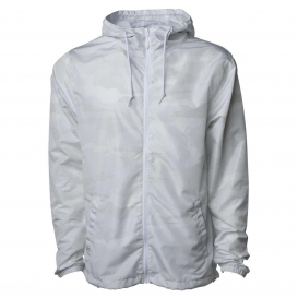 Independent Trading Co. EXP54LWZ Water Resistant Lightweight Windbreaker- White Camo