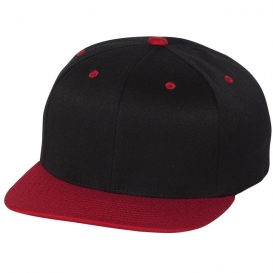 Flexfit 110F Flat Bill Snapback Cap - Black/Red