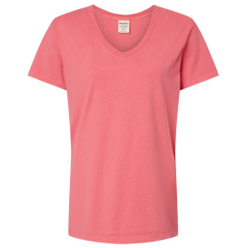 ComfortWash GDH125 Garment-Dyed Women\'s V-Neck T-Shirt - Coral Craze