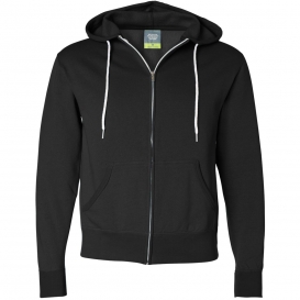Independent Trading Co. AFX90UNZ Unisex Lightweight Full-Zip Hooded Sweatshirt - Black