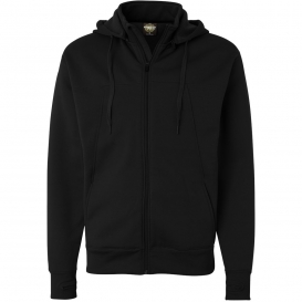 Independent Trading Co. EXP80PTZ Poly-Tech Hooded Full-Zip Hooded Sweatshirt - Black
