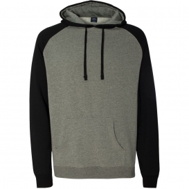 Independent Trading Co. IND40RP Raglan Hooded Sweatshirt - Gunmetal Heather/Black