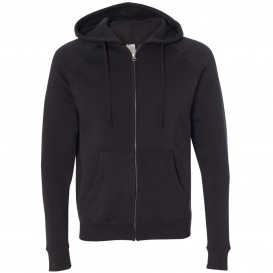 Independent Trading Co. PRM33SBZ Unisex Special Blend Raglan Full-Zip Hooded Sweatshirt - Black