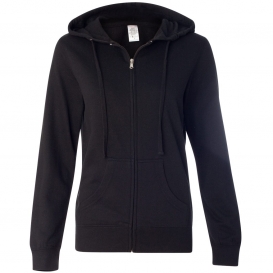 Independent Trading Co. SS650Z Juniors’ Heavenly Fleece Full-Zip Hooded Sweatshirt - Black