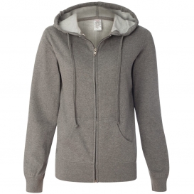 Independent Trading Co. SS650Z Juniors\' Heavenly Fleece Full-Zip Hooded Sweatshirt - Gunmetal Heather