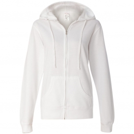Independent Trading Co. SS650Z Juniors’ Heavenly Fleece Full-Zip Hooded Sweatshirt - White