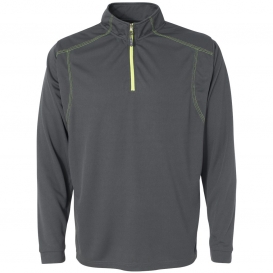 J. America 8186 Shadow Mesh 1/4 Zip Pullover - Neon Yellow