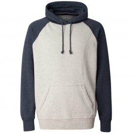 J. America 8885 Vintage Heather Hooded Sweatshirt - Oatmeal Heather/Vintage Navy Heather