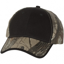 Kati LC102 Camo Cap with Solid Front - Black/Realtree Hardwood