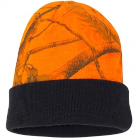 Kati LCB12 12 Inch Camo Knit Beanie - Blaze Realtree AP/Black