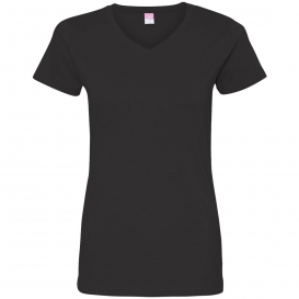 LAT 3507 Women\'s V-Neck Fine Jersey Tee - Black
