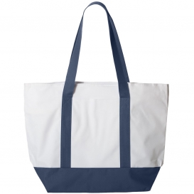 Liberty Bags 7006 Bay View Zippered Tote - White/Navy