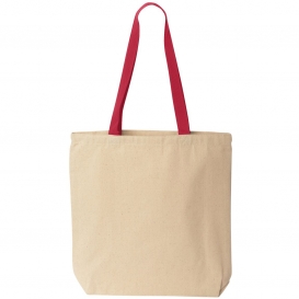 Liberty Bags 8868 Natural Tote with Contrast-Color Handles - Natural/Red