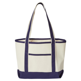 OAD OAD102 Promotional Heavyweight Large Beach Tote - Natural/Navy