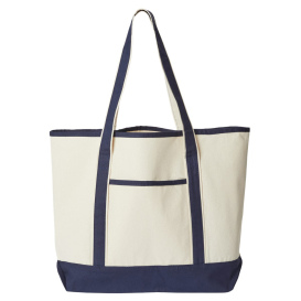 OAD OAD103 Promotional Heavyweight Large Beach Tote - Natural/Navy