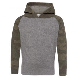 Independent Trading Co. PRM10TSB Toddler Special Blend Raglan Hooded Sweatshirt - Nickel Heather/Forest Camo