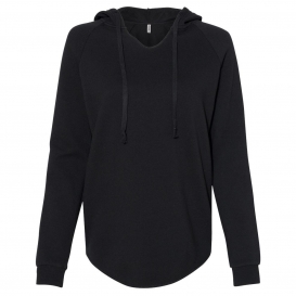 Independent Trading Co. PRM2500 Women\'s Lightweight California Wave Wash Hooded Sweatshirt - Black
