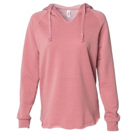 Independent Trading Co. PRM2500 Women\'s Lightweight California Wave Wash Hooded Sweatshirt - Dusty Rose