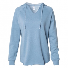Independent Trading Co. PRM2500 Women\'s Lightweight California Wave Wash Hooded Sweatshirt - Misty Blue