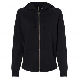 Independent Trading Co. PRM2500Z Women\'s California Wave Wash Full-Zip Hooded Sweatshirt - Black
