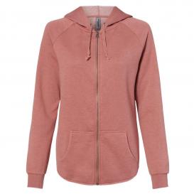 Independent Trading Co. PRM2500Z Women\'s California Wave Wash Full-Zip Hooded Sweatshirt - Dusty Rose
