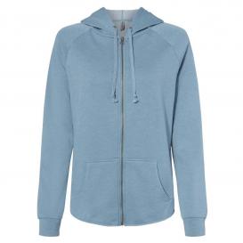 Independent Trading Co. PRM2500Z Women\'s California Wave Wash Full-Zip Hooded Sweatshirt - Misty Blue