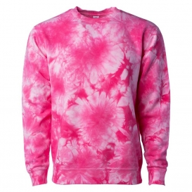 Independent Trading Co. PRM3500TD Unisex Midweight Tie-Dyed Sweatshirt - Tie Dye Pink