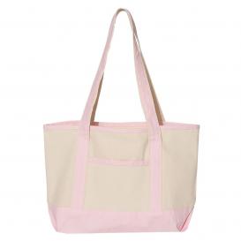 Q-Tees Q125800 20L Small Deluxe Tote - Natural/Light Pink