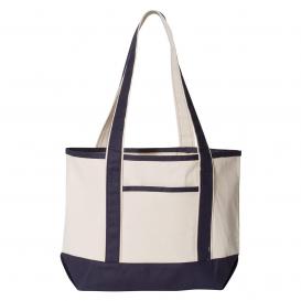 Q-Tees Q125800 20L Small Deluxe Tote - Natural/Navy