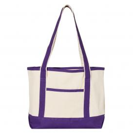 Q-Tees Q125800 20L Small Deluxe Tote - Natural/Purple