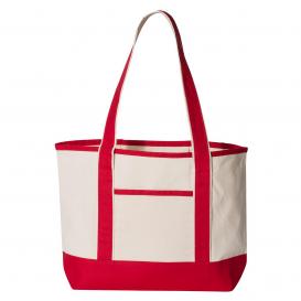 Q-Tees Q125800 20L Small Deluxe Tote - Natural/Red