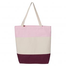 Q-Tees Q125900 11L Tri-Color Tote - Maroon/Natural/Light Pink
