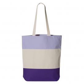 Q-Tees Q125900 11L Tri-Color Tote - Purple/Natural/Lavender