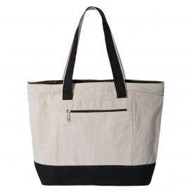 Q-Tees Q1300 19L Zippered Tote - Natural/Black